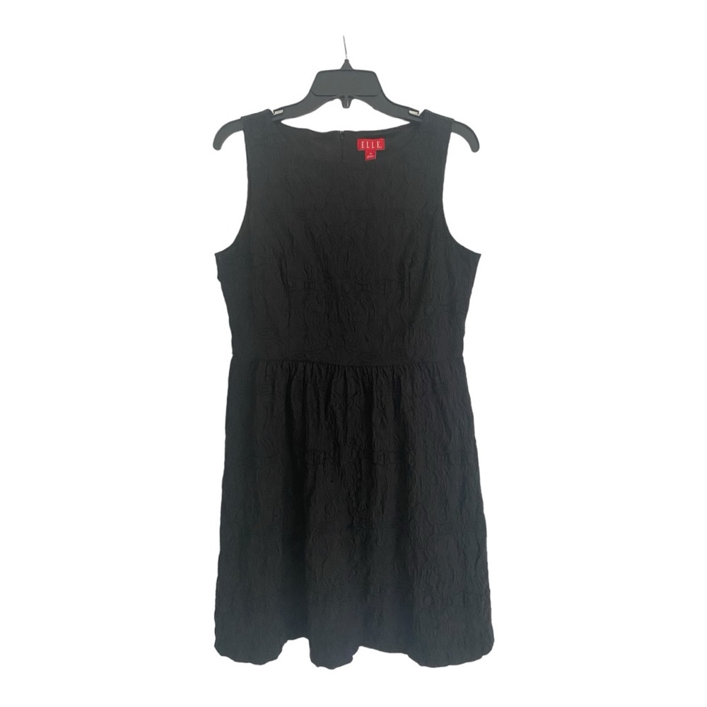Elle Beautiful Little Black Heavy Gauzy Sleeveless Dress Sz Large Lined